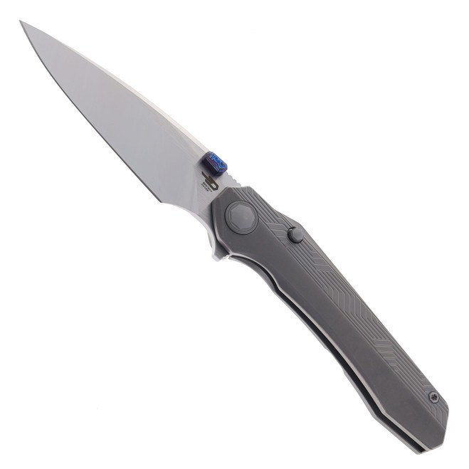Bestech Wet Nellie Folding Knife Titanium Handle 3.53" M-Cut Stonewashed Blade BT2505E
