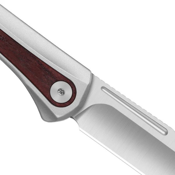 Rion Kizer Melody Folding Knife Silver Aluminum/Panama Rosewood Handle