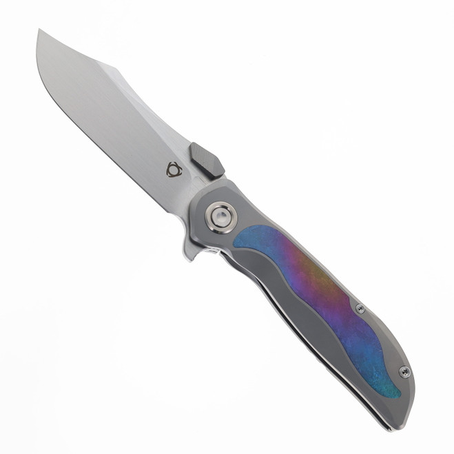 SixLeaf Folding Knife Multicolor Titanium Crystallized Handle M390 Plain Edge Brushed Finish SL-105