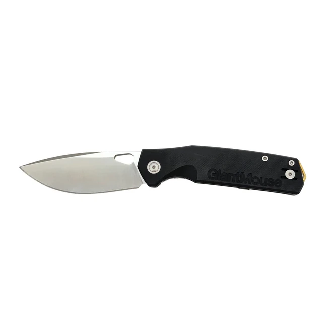 GiantMouse ACE Zoobie Folding Knife Black G10/Titanium Handle Elmax Plain Edge Satin Finish ZOOBIE-BLACK-G10