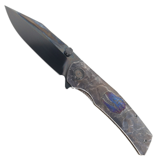 SixLeaf Folding Knife Titanium Handle M390 Plain Edge DLC Finish SL-106-2-Engraved