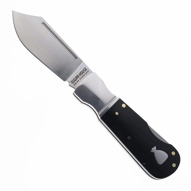 Finch Sugar House Pretty Boy Blackjack Folding Knife Sandalwood Handle 14C28N Clip Point Plain Edge Satin Finish