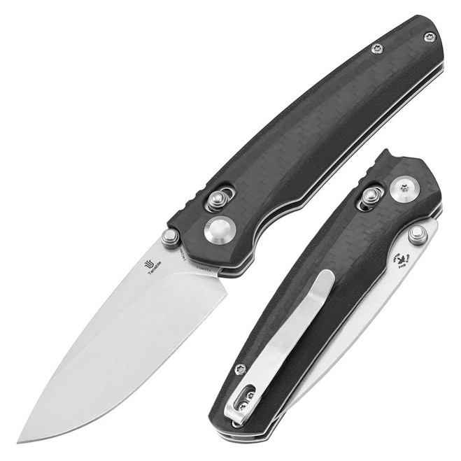 (Open Box) Returned Tenable Raven Folding Knife Stonewashed 14C28N Blade Carbon Fiber Handle T2109V1