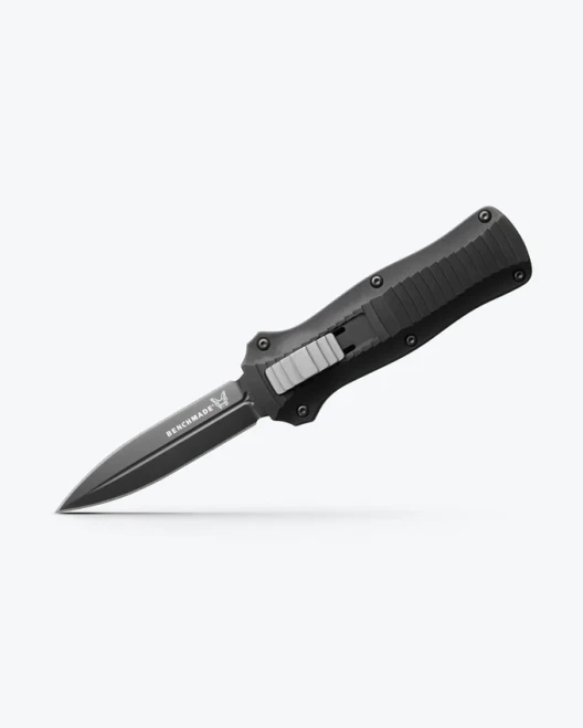 Benchmade Mini-Infidel Automatic OTF Knife Black Aluminum Handle Black D2 Double Edge Blade 3350BK