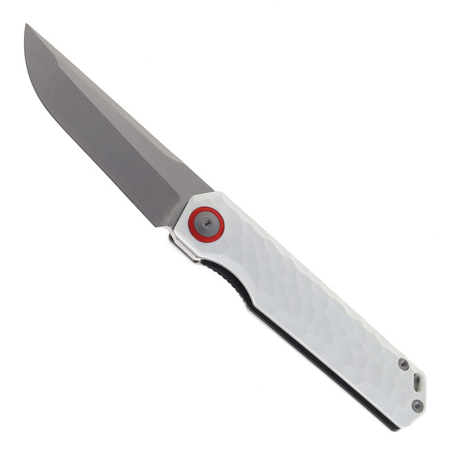 (No Box) Maxace Baby Racoon V Folding Knife White G10 Handle 10Cr15CoMoV Drop Point Plain Edge MM48-2-B
