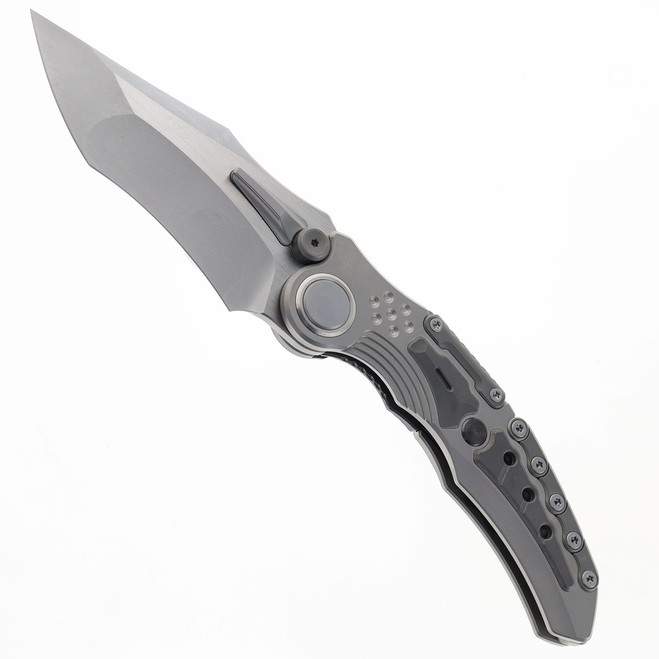 (No Box) Maxace Titanis II Pocket Knife Sand Blasted Titanium Handle Magnacut Steel Blade AM07-1-A
