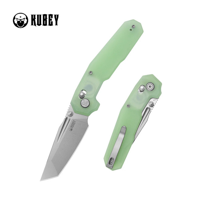 Kubey Carve Folding Knife Jade G10 Handle 14C28N Tanto Plain Edge Beadblast Finish KU237F