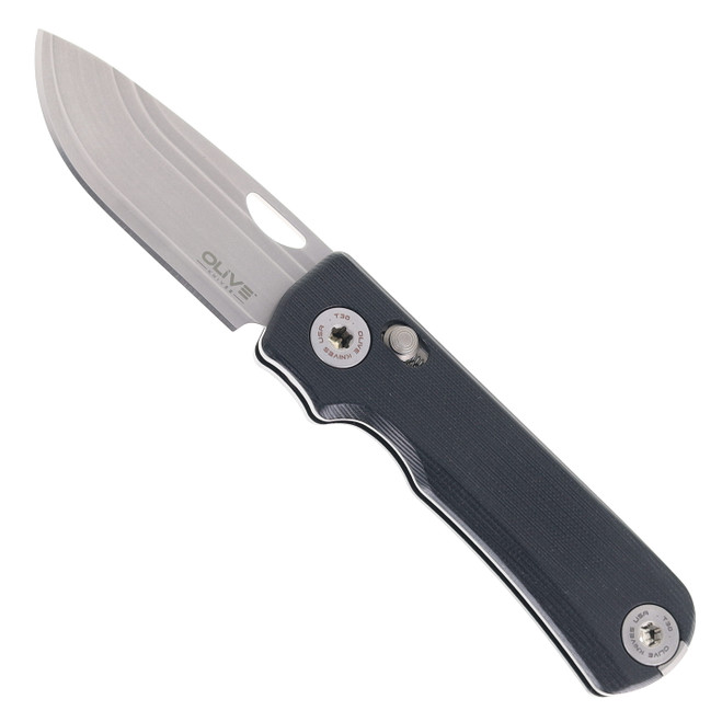 Olive Knives Lenta Folding Knife Black G10 Handle Satin Elmax Blade with Fibonacci Grind