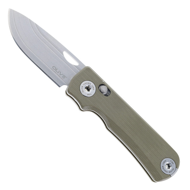 Olive Knives Lenta Folding Knife OD Green G10 Handle Satin Elmax Blade with Fibonacci Grind
