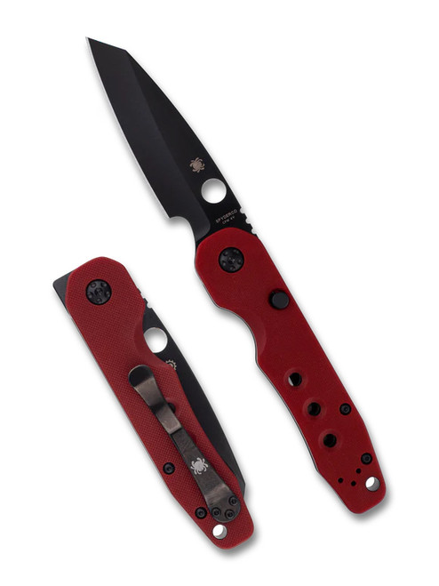 Spyderco Smock Folding Knife Red G10 Handle 4V Black Blade C240GPRDBK