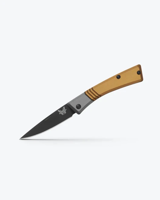 Benchmade Successor Slipjoint Folding Knife M390 Burnt Brass Aluminum Handle Ash Gray Bolsters Black Cerakote Drop Point Blade 315BK-01