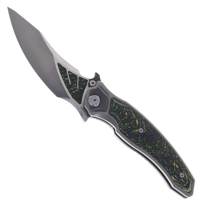 (No Box) Maxace XI Pocket Knife Titanium Handle Green Carbon Fiber Inlay CPM- S110V Blade Steel M02C
