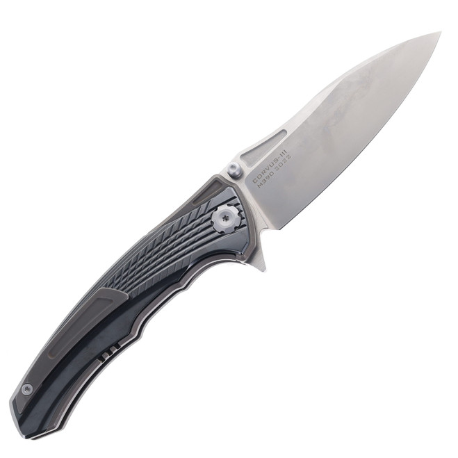 No Box) Maxace Corvus III Folding Knife Gray Titanium Handle