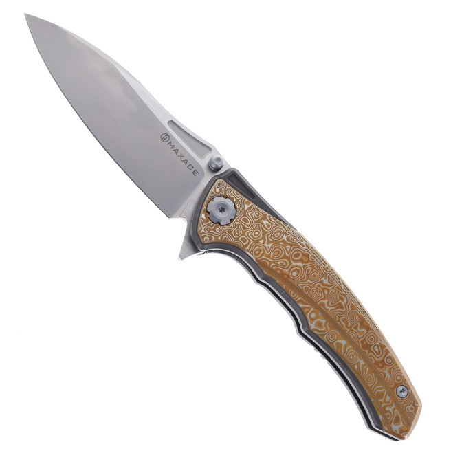 (No Box) Maxace Corvus III Folding Knife Titanium Handle Mokume Inlays M390 Blade MC303
