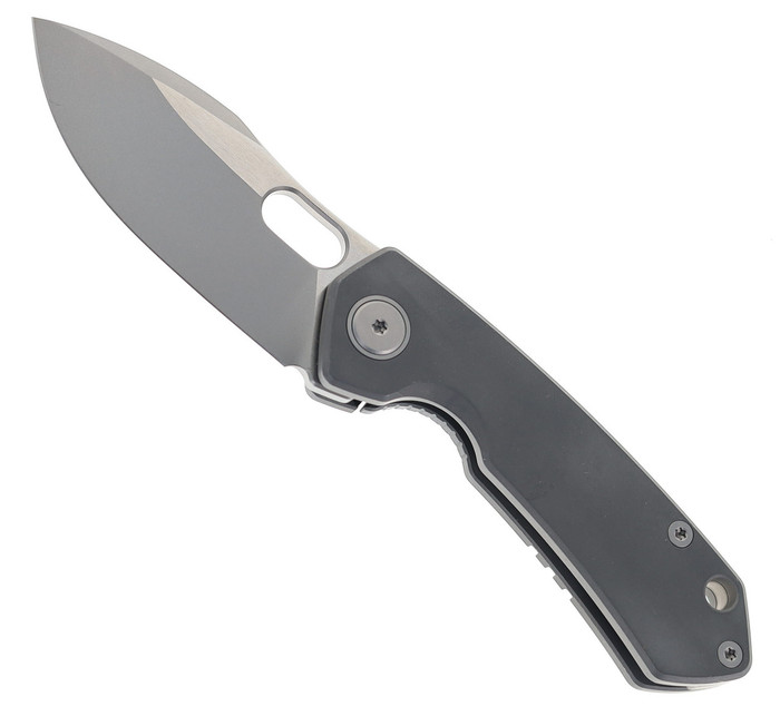 (No Box) Maxace Meerkat Folding Knife Dark Grey Titanium Handle S90V Plain Edge M13B