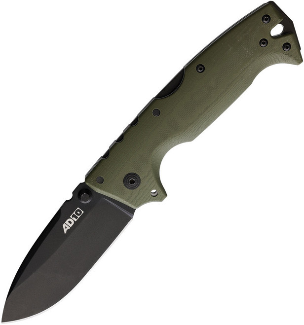(missing screw) Cold Steel Demko AD-10 Folding Knife OD Green G10 Handle S35VN Plain Black Blade CS28DDODBK