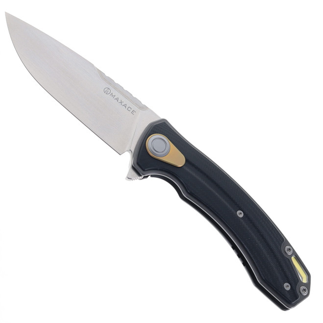 Maxace Balance-M Folding Knife Black G10/Titanium Handle M390 Plain Edge Satin Finish M14A