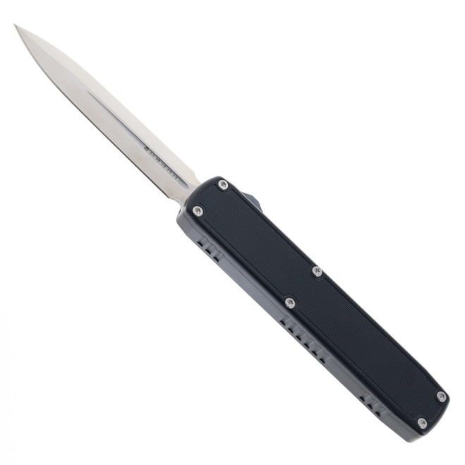 No Limit Knives OTF Automatic Knife Black Aluminum Handle 3.62" D2 Double Edge Satin Blade