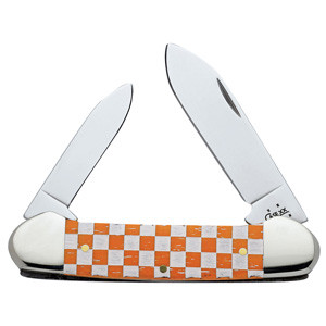 (From Collection) Case XX CheXX Canoe Pocket Knife Checkerboard Synthetic Handle Mirror Polish Tru-Sharp Blades CA5464
