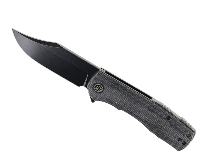 No Box Petrified Fish Victor Folding Knife Black Micarta Handle K110 Dark Sonewash Finish P03-DMW