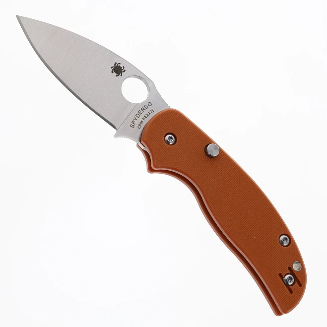 Spyderco Sage 6 Folding Knife Burnt Orange G-10 Handle CPM REX 121 Plain Satin Blade C123GPBOR