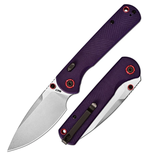 CJRB Latitude Thumb Stud & Top Liner Lock EDC Knife Purple CNC G10 Textured Handle AR-RPM9 Steel Stonewash Blade J1975-PU