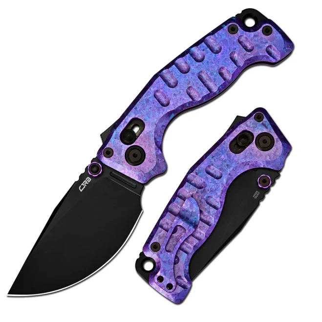 CJRB Doubletap Thumb Stud & Recoil Lock V2 Tatical Knife Crystal Titanium Handle CPM S35VN Steel Black PVD Coating Blade J1970-CPU