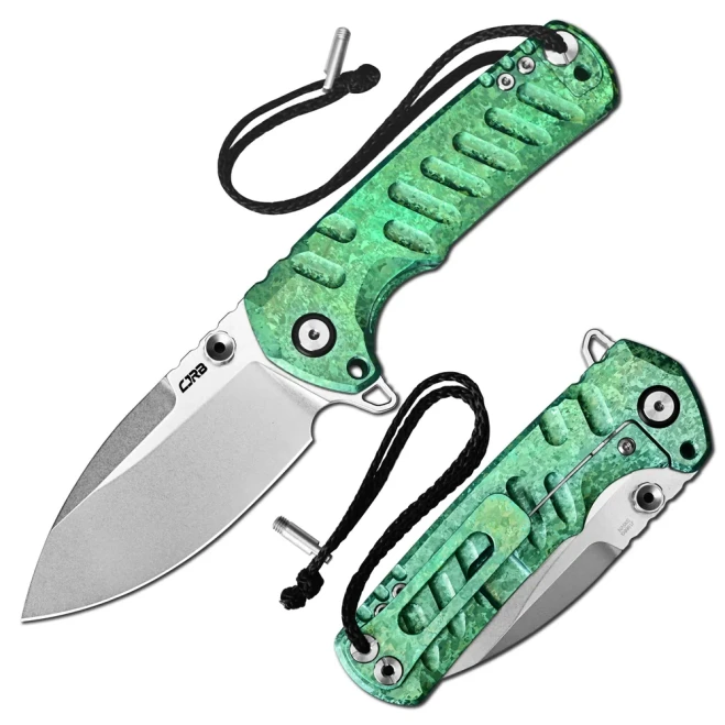 CJRB Limited Edtion Tundra Flipper & Thumb Stud Frame Lock Folding Knife Crystal Titanium Handle Stonewash CPM S35VN Blade J1966G-CGN