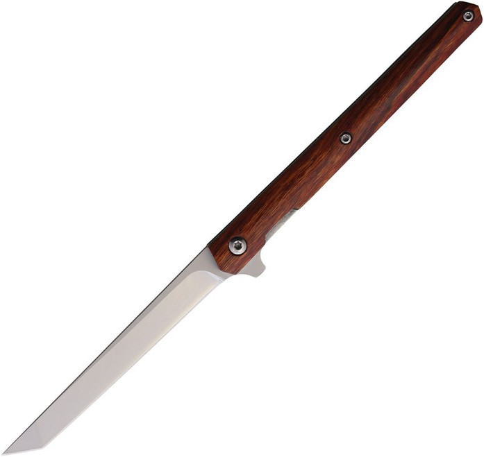 Mavic Gear Sera Linerlock Folding Knife Brown Wood Handle Satin Finish 440 Stainless Tanto Blade MG10046