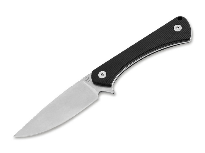 Boker Brasa Fixed Blade Knife Black G10 Handle Stonwashed 14C28N Blade 02BP0014