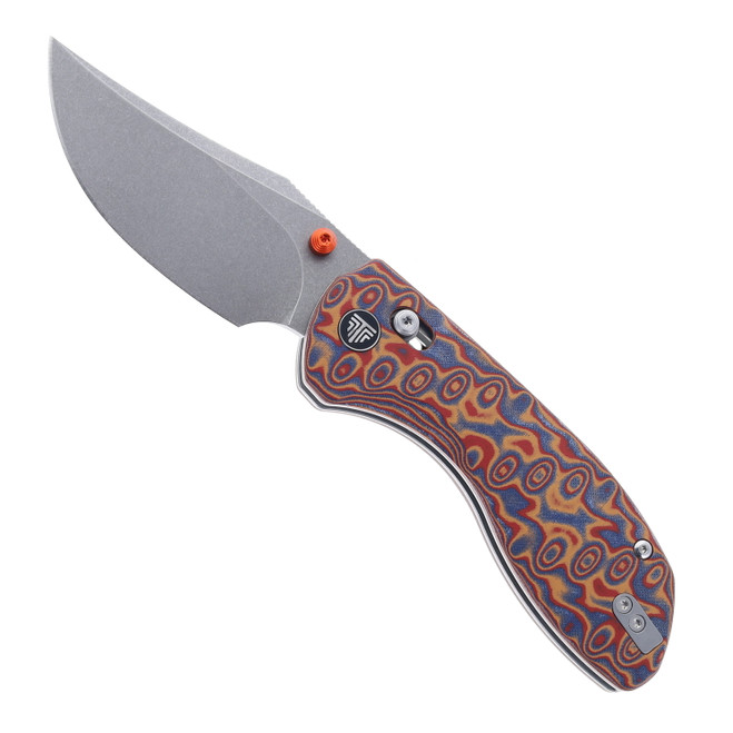 TRIVISA Hippo Folding Knife Multicolor Micarta Handle 14C28N Plain Edge Stonewash Finish Hippo-RLYM
