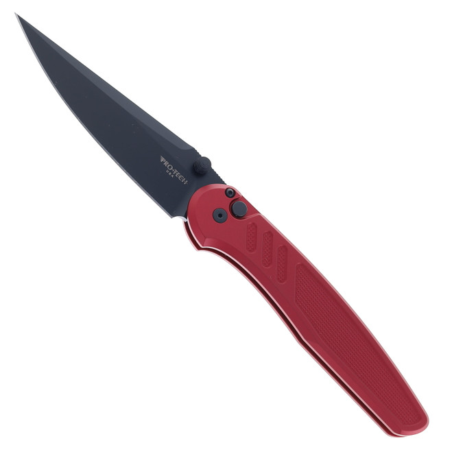 Pro-Tech Knives Avalon Folding Knife Knurled Red Aluminum Handle DLC Black Magnacut Blade PN1103-RED