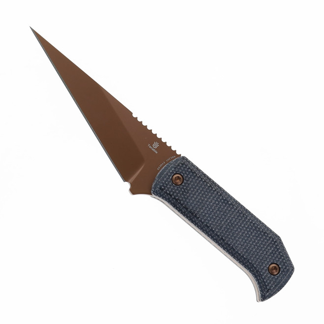 Tenable ToothPik Fixed Blade Knife Black Micarta Handle 14C28N Modified Kiridashi Plain Edge Rose Gold Finish G020A3