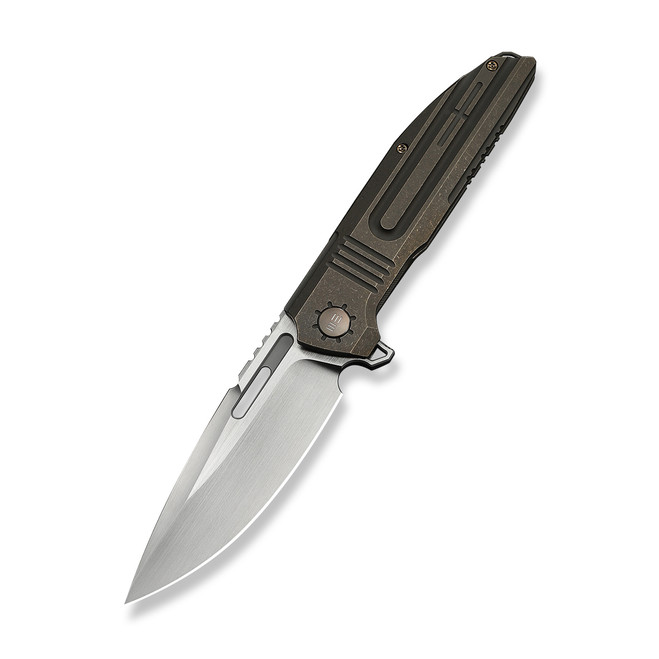 WE Knife Tracks Folding Knife Bronze Titanium Handle M390 Drop Point Plain Edge Hand Rubbed Satin Finish Limited Edition WE23059-2