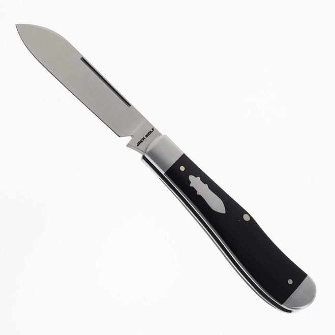 Jack Wolf Knives Eureka Slip Joint Folding Knife Ebony Wood Sandvik 14C28N Satin Blade