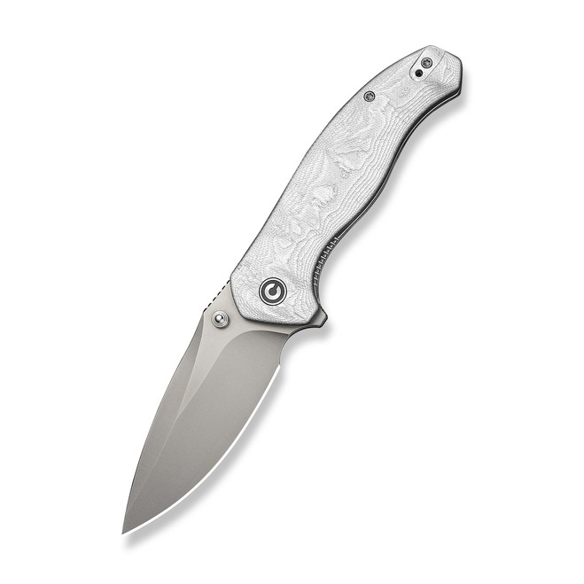 CIVIVI Vyrent Folding Knife Silver G10/Aluminum Foil Handle Nitro-X7 Drop Point Plain Edge Stonewash Finish C25037B-1