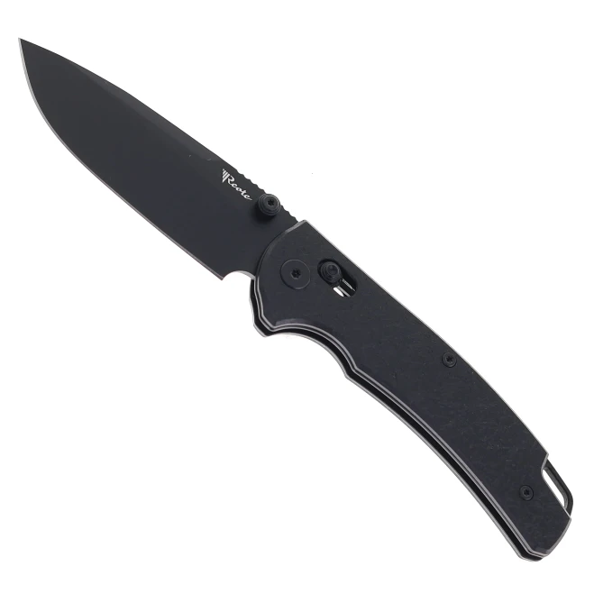 Reate Horizon-X Folding Knife Black Glass FatCarbon Handle Nitro-X7 Drop Point Plain Edge Black PVD Finish