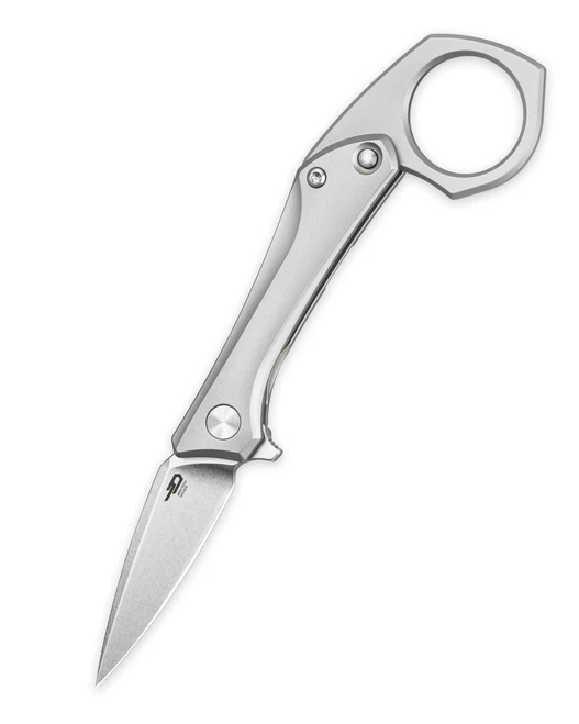 Bestech Duci Folding Knife Bead Blast Titanium Handle 20CV Spear Point Plain Edge Stonewash Finish BT2605A