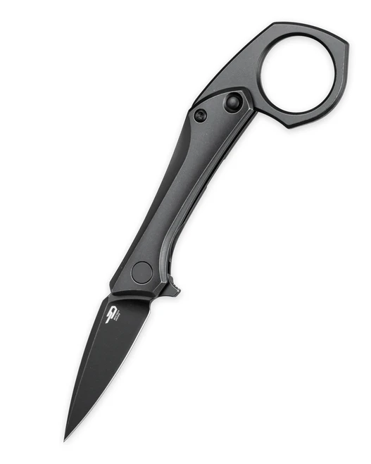 Bestech Duci Folding Knife Black Stonewash Titanium Handle 20CV Modified Drop Point Plain Edge BT2605C