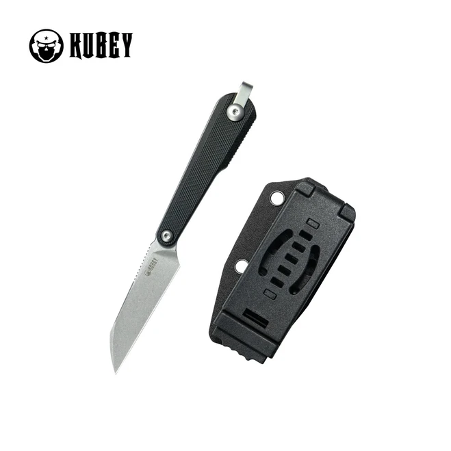 Kubey YAG Fixed Blade Knife Black G10 Handle 14C28N Sheepsfoot Plain Edge Beadblast Finish KU450A