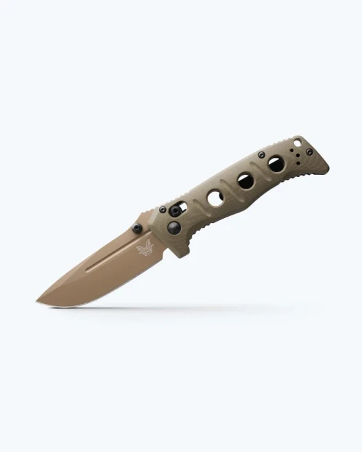 Benchmade Mini Adamas Axis Lock Folding Knife OD Green G10 Handle MagnaCut Drop Point Tan Cerakote Blade 273FE-05