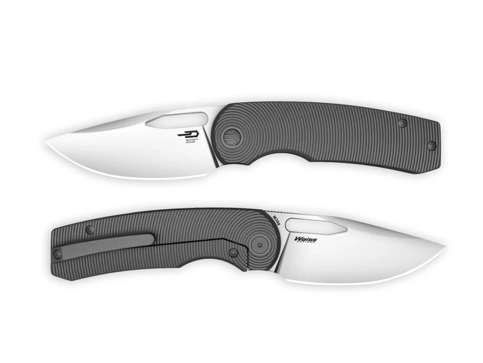 (Coming December 24th) Exclusive Bestech KRIYA Folding Knife Milled Dark Gray Titanium Mirror Polished M398 Blade BT2606-C-2