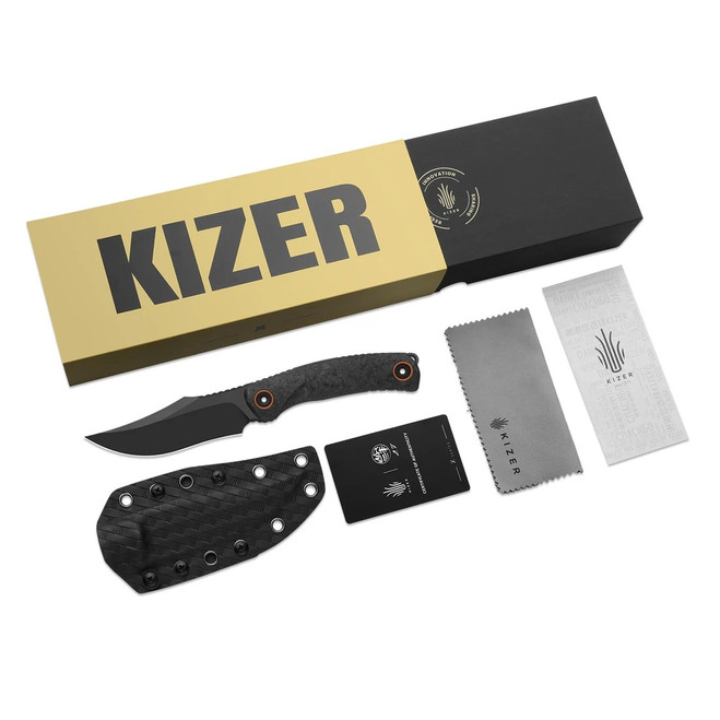 Kizer Pioneer Fix Fixed Blade Knife Black Carbon Fiber/G10 Handle
