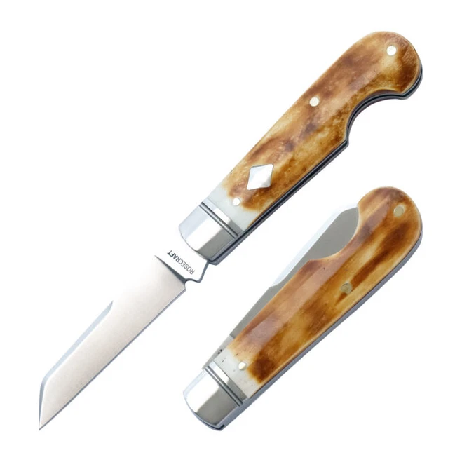 RoseCraft Elk River Easy Open Jack Slip Joint Folding Knife Toasted White Bone Handle 14C28N Lambsfoot Blade RCT027-TWB