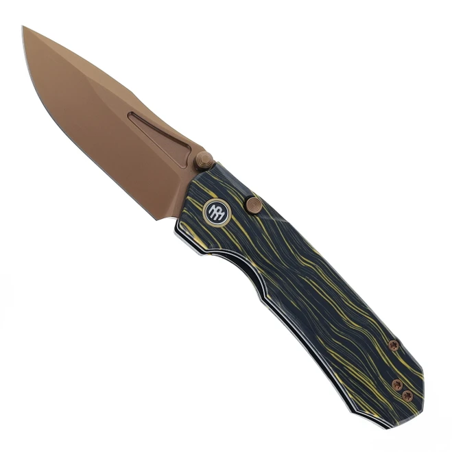 Remette Rhino Folding Knife Black/Green G10 Handle Plain Edge Titanium Plating Finish RNGC9