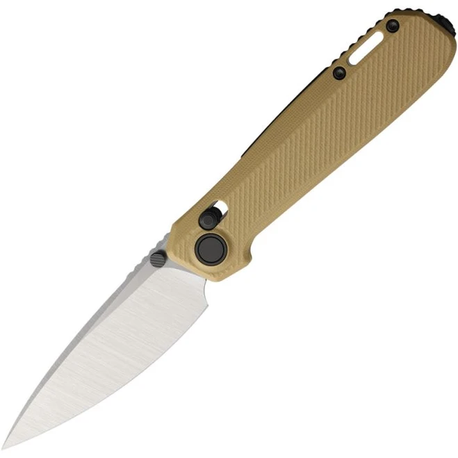Karbon Terminal Folding Knife Desert Tan G10 Handle 14C28N Spear Point Plain Edge Satin Finish KARB127