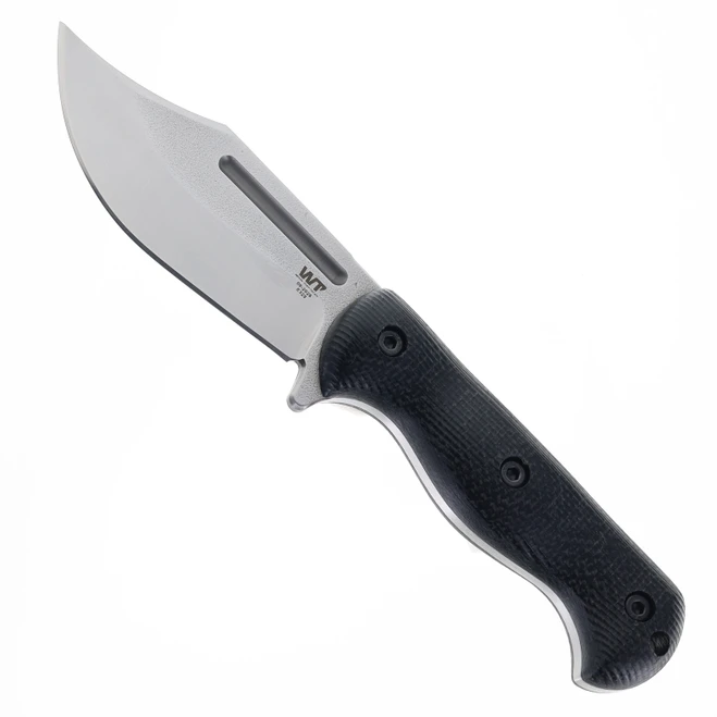 Work Tuff Gear V44C Fixed Blade Knife Black Burlap Micarta 4" Satin Böhler K329 Bowie