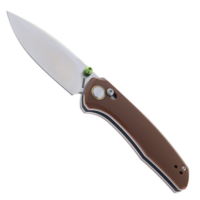 Olitans Avis Folding Knife Brown G10 Handle 14C28N Plain Edge G079
