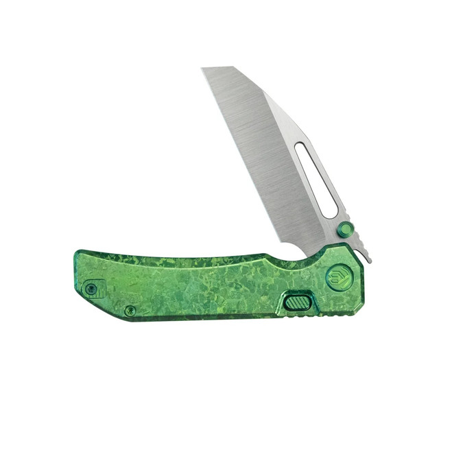 KB Venom Folding Knife Green Ano Crystal Titanium Handle S90V