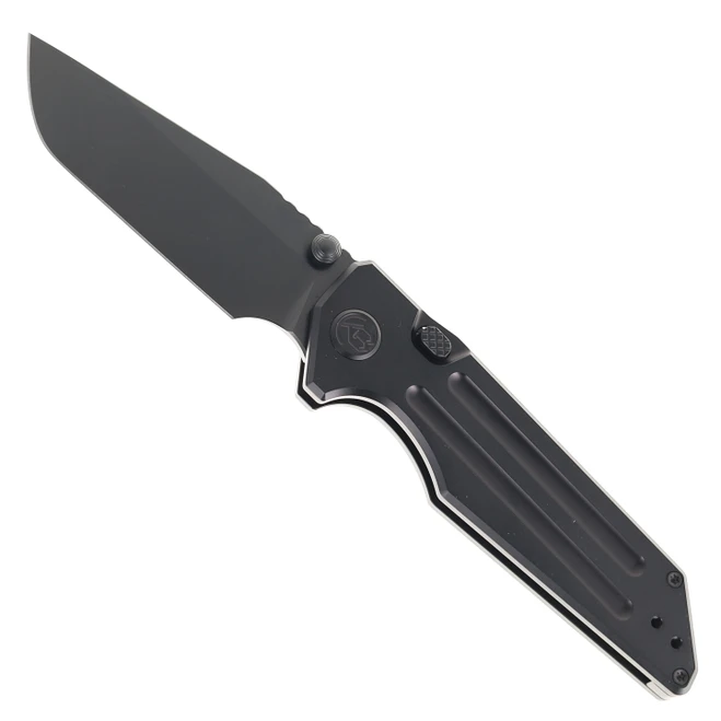 KB Relentless Folding Knife Black DLC Titanium Handle M390 Tanto Point Plain Edge Black DLC Blade KB462H